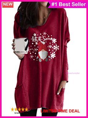 Womens Christmas Sweatshirt Dress Long Sleeve Pullover with Pockets